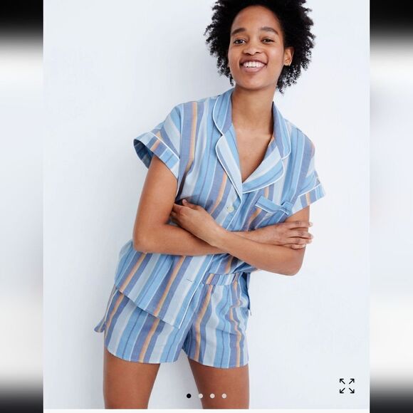 NWT madewell Solano Stripe colorblock pajama shirt - Picture 1 of 7